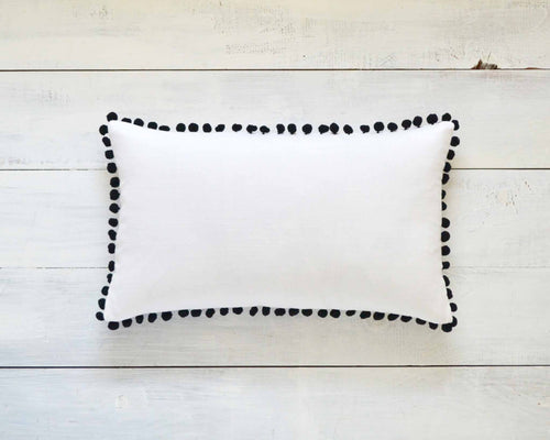 Black Pom Pom Pillow Cover