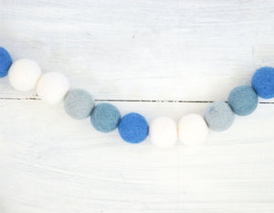 Felt Ball Garland - Blue & White