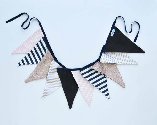 Fabric Pennant Banner - Navy, Blush & Gold