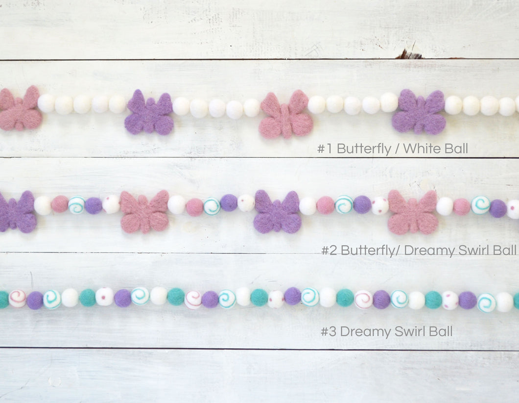 Felt Ball Garland - Butterfly