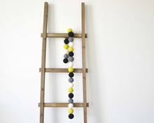 Felt Ball Garland - 4cm Chartreuse, White, Gray & Black