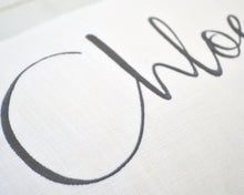 Personalized Embroidered Pillow Cover with Mint Pom Pom Trim