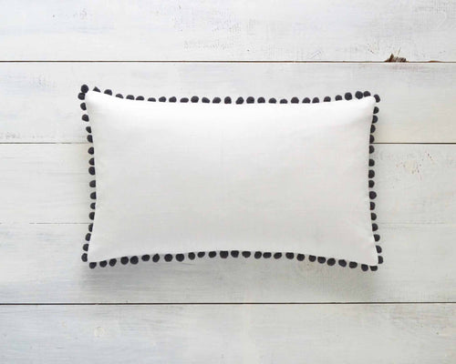 Dark Gray Pom Pom Pillow Cover