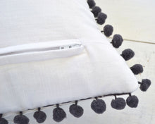Dark Gray Pom Pom Pillow Cover