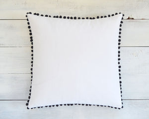 Dark Gray Pom Pom Pillow Cover