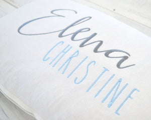 Personalized Embroidered Creamy White Velvet Pillow Cover