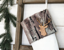 CHRISTMAS STOCKING  - Brown/Gray Faux Fur and Velvet