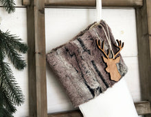CHRISTMAS STOCKING  - Brown/Gray Faux Fur and Velvet