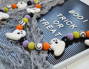 Felt Ball Garland - Halloween Ghosts