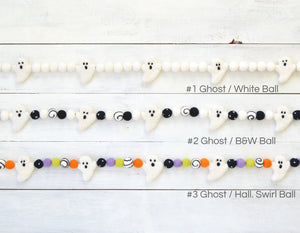 Felt Ball Garland - Halloween Ghosts