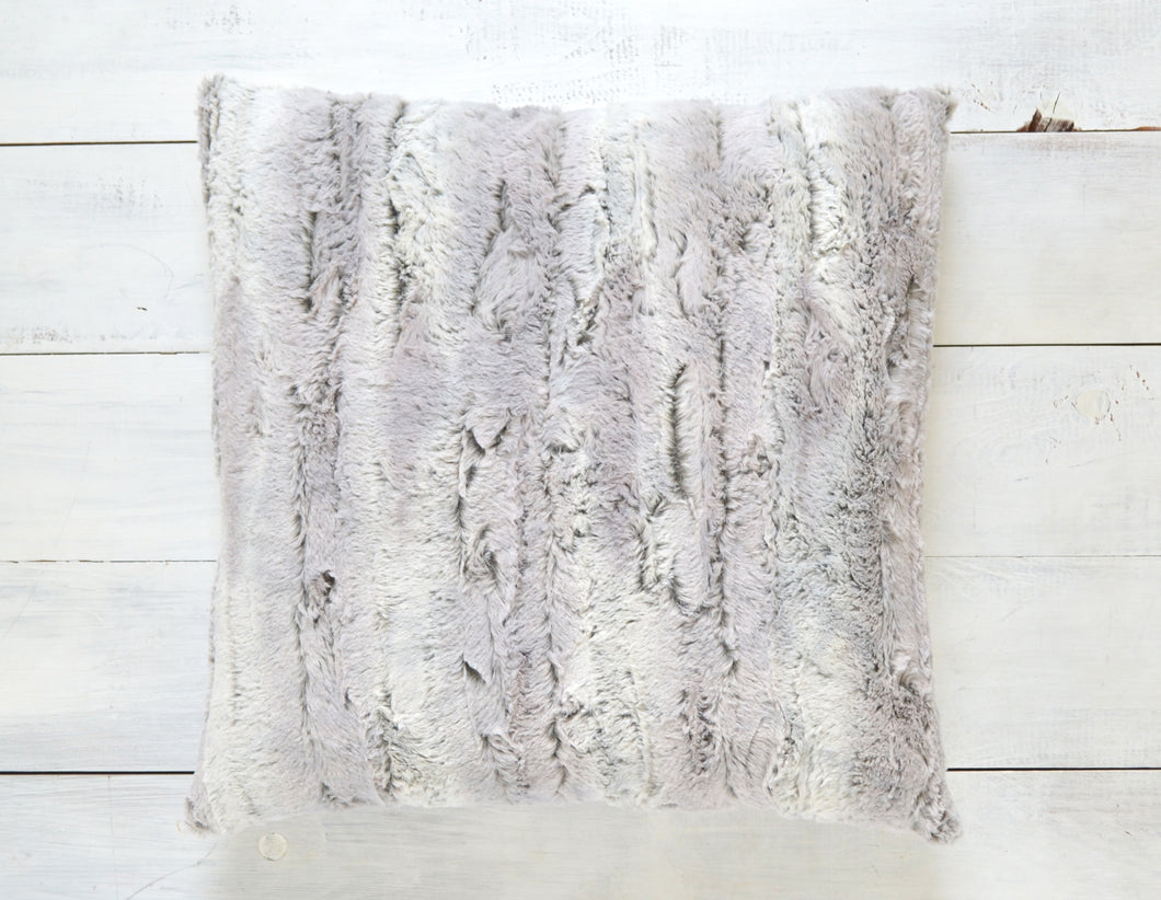 Gray Faux Fur Pillow Cover