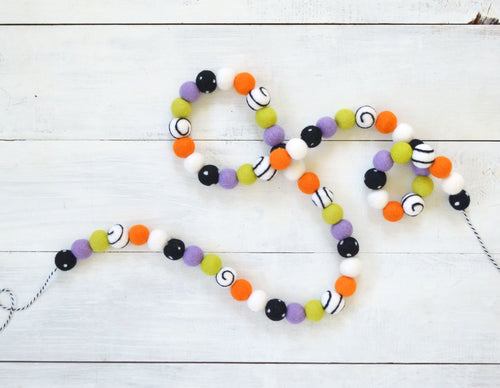 Felt Ball Garland - Halloween Swirl
