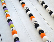 Felt Ball Garland - Halloween Black, White & Orange