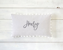 Personalized Striped Pom Pom Pillow Cover