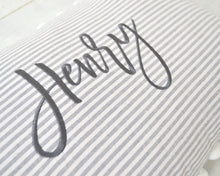 Personalized Striped Pom Pom Pillow Cover