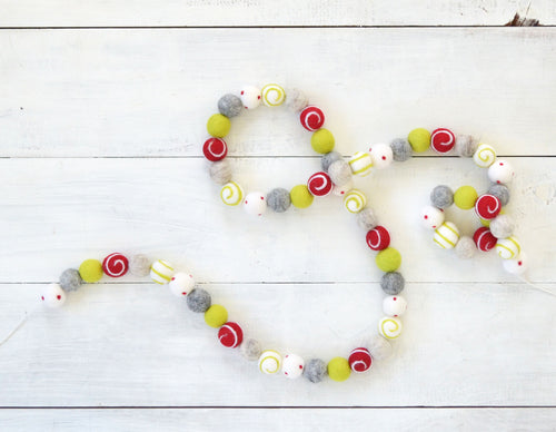 Felt Ball Garland - Holiday Swirl