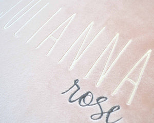 Personalized Embroidered Blush Velvet Pillow Cover