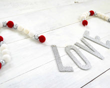 Felt Ball & Letter Garland - 2cm Red, Gold & White