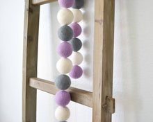 Felt Ball Garland - 4cm Lavender, Gray & White