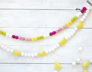 Felt Ball Garland - Strawberry Lemonade