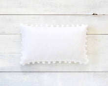 White Pom Pom Pillow Cover - Large 7/8" Pom Poms