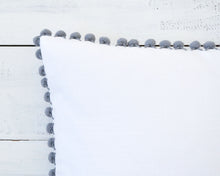 Light Gray Pom Pom Pillow Cover