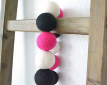 Felt Ball Garland - 4cm Magenta, White & Black