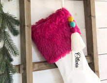 CHRISTMAS STOCKING  - Magenta Faux Fur and Velvet