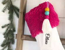 CHRISTMAS STOCKING  - Magenta Faux Fur and Velvet