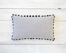 Personalized Striped Pom Pom Pillow Cover