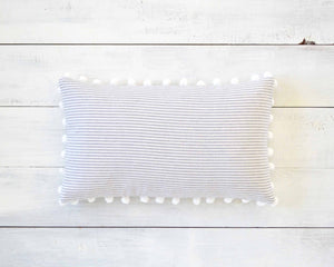 Personalized Striped Pom Pom Pillow Cover