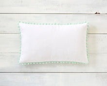 Mint Pom Pom Pillow Cover
