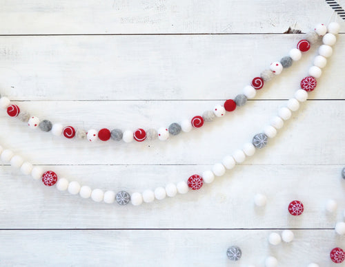 Felt Ball Garland - Snowballs