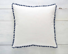 Navy Blue Pom Pom Pillow Cover