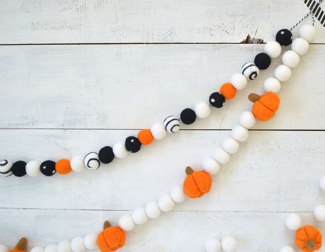 Felt Ball Garland - Halloween Pumpkins