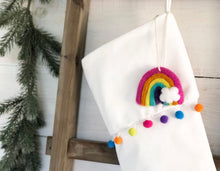 CHRISTMAS STOCKING  - Rainbow Pom Pom Trim and Vel