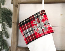 CHRISTMAS STOCKING  - Red & Black Plaid and Velvet