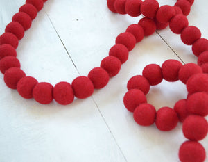 Felt Ball Garland - Red 2cm