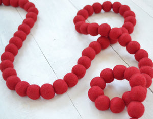 Felt Ball Garland - Red 2cm