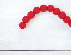 Felt Ball Garland - Red 2cm