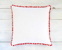 Red Pom Pom Pillow Cover