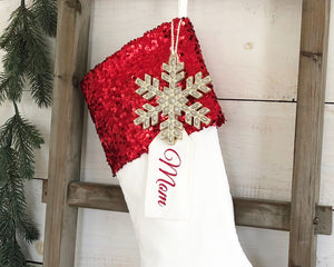 CHRISTMAS STOCKING  - Red Sequin and Velvet
