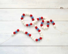Felt Ball Garland - 2 cm Red, White & Blue