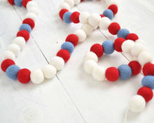 Felt Ball Garland - 2 cm Red, White & Blue