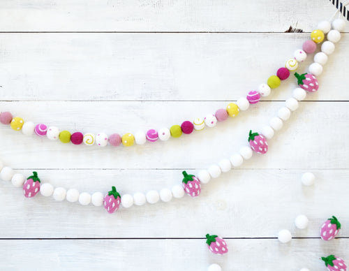 Felt Ball Garland - Strawberry
