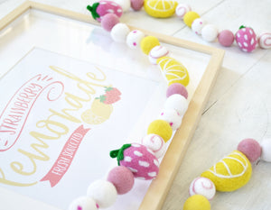 Felt Ball Garland - Strawberry Lemonade