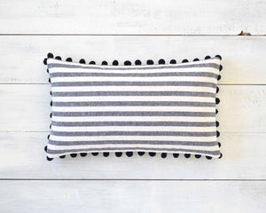 Personalized Striped Pom Pom Pillow Cover