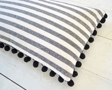 Personalized Striped Pom Pom Pillow Cover