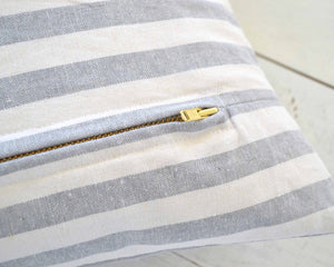 Gray and White Striped Pillow Cover