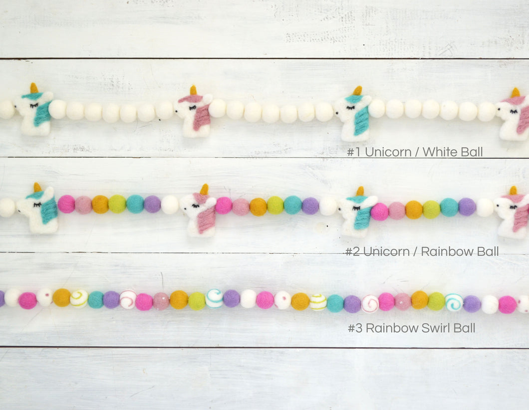 Felt Ball Garland - Unicorns